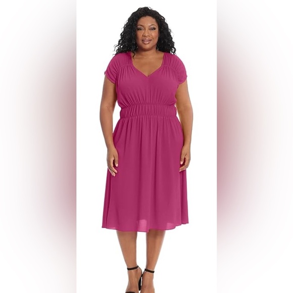 Laura - BNWT London Times Fuscia Party Dress Size 16W - Picture 1 of 8